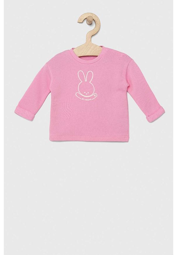 United Colors of Benetton longsleeve bawełniany niemowlęcy kolor różowy. Okazja: na co dzień. Kolor: różowy. Materiał: bawełna. Długość rękawa: długi rękaw. Styl: casual