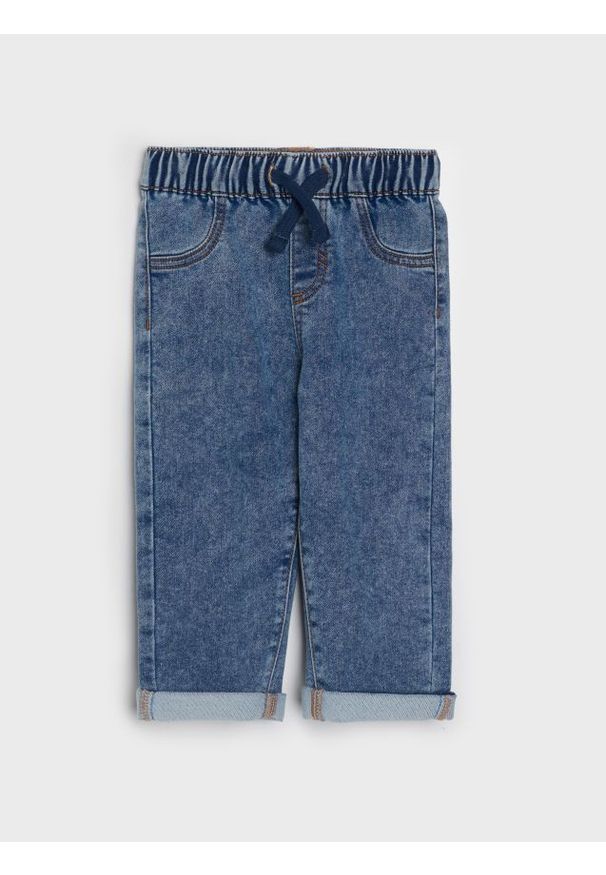 Sinsay - Elastyczne jeansy wiązane w talii - niebieski. Kolor: niebieski. Materiał: jeans