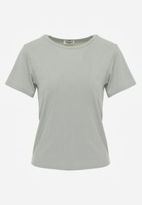 Renee - Ciemnozielony T-shirt Basic z Okrągłym Dekoltem Dolea. Okazja: na co dzień. Kolor: zielony. Materiał: jeans. Długość: krótkie. Wzór: gładki. Styl: casual #2