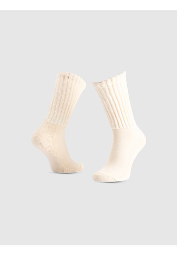 4f - 4F Skarpety casual za kostkę (3-pack) damskie - beżowe 35-38. Kolor: biały. Materiał: bawełna