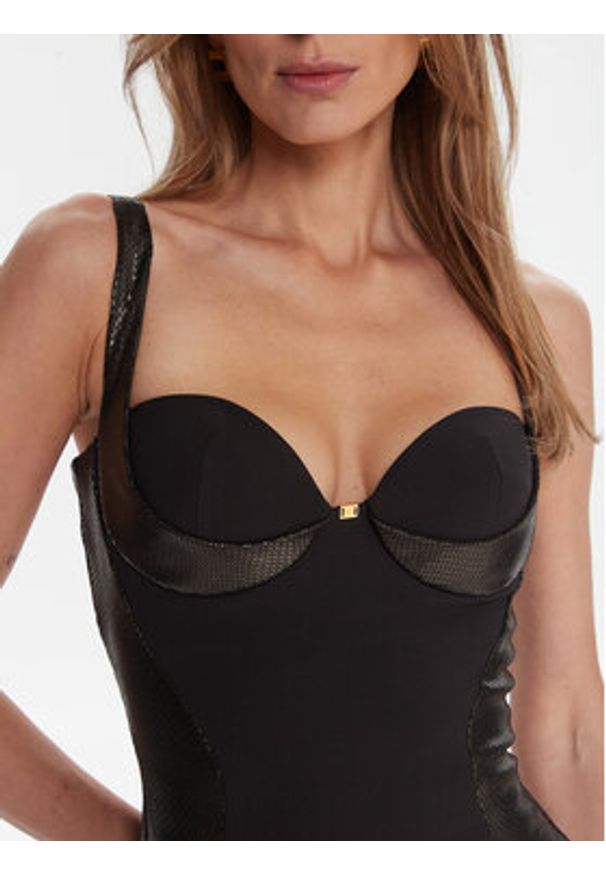 Elisabetta Franchi Sukienka koktajlowa AB-838-57E2-V480 Czarny Slim Fit. Kolor: czarny. Materiał: syntetyk. Styl: wizytowy
