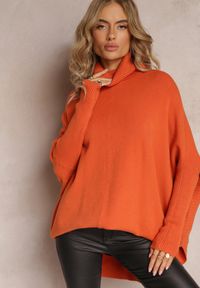 Renee - Pomarańczowy Golf z Rękawem Nietoperz Elsinne. Typ kołnierza: golf. Kolor: pomarańczowy. Długość rękawa: długi rękaw. Długość: długie #1