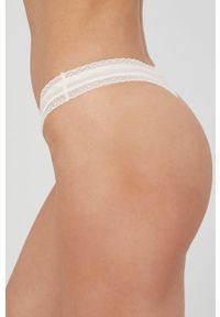 Calvin Klein Underwear stringi (3-pack) kolor beżowy. Kolor: beżowy. Materiał: materiał. Wzór: gładki #2