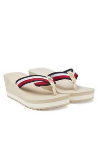 TOMMY HILFIGER - Tommy Hilfiger Japonki Th Corporate Wedge Beach Sandal FW0FW08520 Beżowy. Kolor: beżowy. Materiał: materiał #4