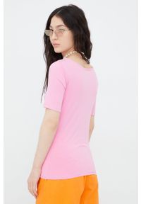 JDY t-shirt damski kolor fioletowy. Kolor: różowy. Materiał: dzianina. Wzór: gładki #2