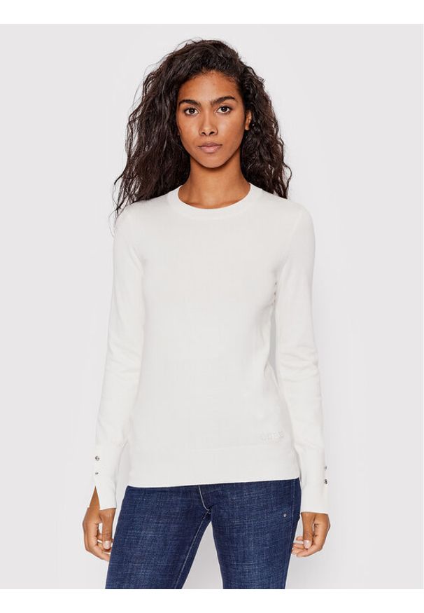 Guess Sweter Elinor W2YR30 Z2V62 Biały Regular Fit. Kolor: biały. Materiał: wiskoza
