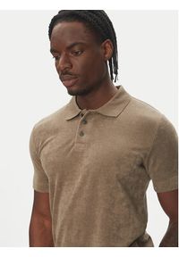 Lindbergh Polo 30-404263 Beżowy Relaxed Fit. Typ kołnierza: polo. Kolor: beżowy. Materiał: bawełna