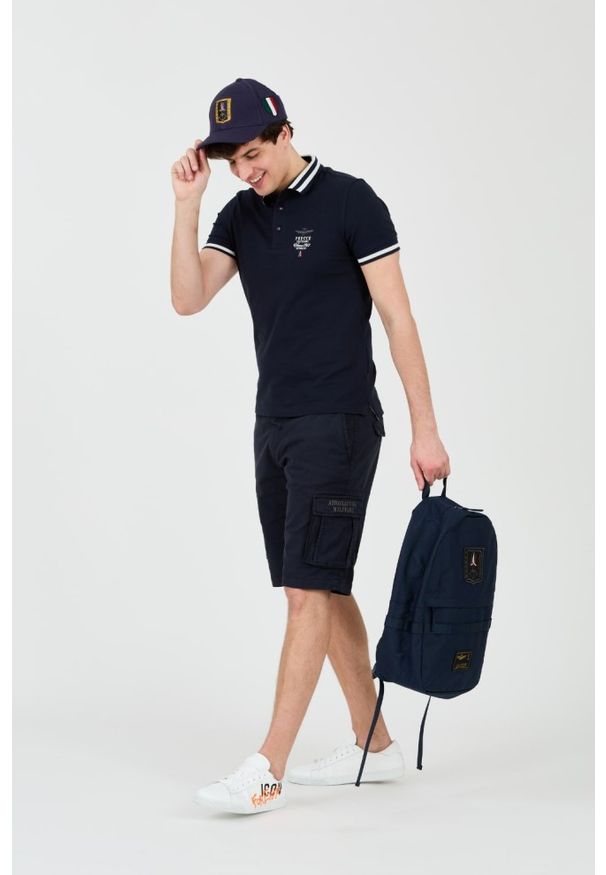 Aeronautica Militare - AERONAUTICA MILITARE Granatowe polo Short Sleeve. Typ kołnierza: polo. Kolor: niebieski