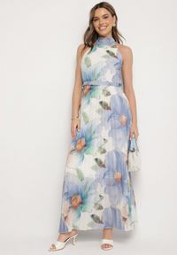 Born2be - Niebieska Sukienka z Plisami Wiązaniem i Paskiem z Klamrą Nitenna. Okazja: na imprezę, na co dzień. Kolor: niebieski. Długość rękawa: bez rękawów. Typ sukienki: rozkloszowane. Styl: elegancki, casual, klasyczny #7