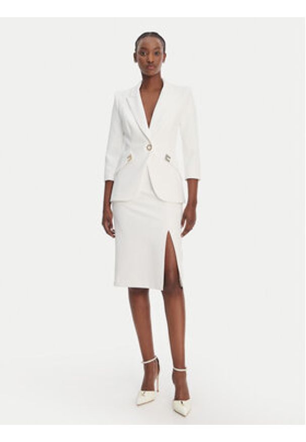 Elisabetta Franchi Spódnica ołówkowa GO-147-61E2-V320 Biały Regular Fit. Kolor: biały. Materiał: syntetyk