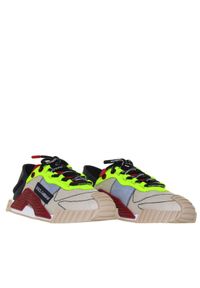 DOLCE & GABBANA - Beżowe sneakersy z kontrastowymi wstawkami NS1. Kolor: beżowy. Materiał: materiał. Wzór: kolorowy #6
