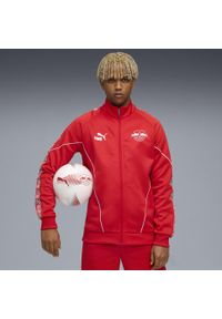 Puma - Męska kurtka RB Leipzig KING Anthem PUMA For All Time Red White. Kolor: czerwony, biały, wielokolorowy. Sport: bieganie