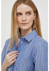 TOMMY HILFIGER - Tommy Hilfiger koszula bawełniana damska kolor niebieski relaxed z kołnierzykiem klasycznym. Typ kołnierza: kołnierzyk klasyczny. Kolor: niebieski. Materiał: bawełna. Długość: długie. Styl: klasyczny #3