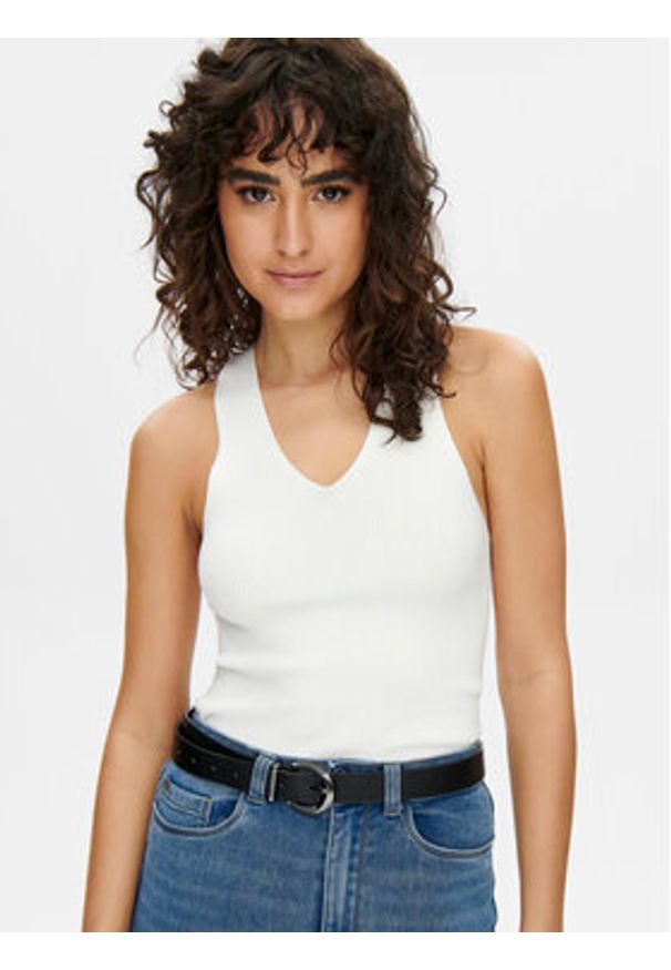 JDY Top Sabrina 15258897 Biały Slim Fit. Kolor: biały. Materiał: wiskoza