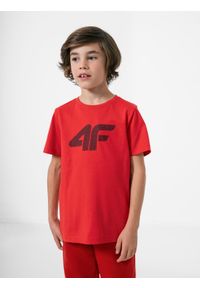 4f - T-shirt chłopięcy (122-164). Kolor: czerwony. Materiał: materiał, bawełna
