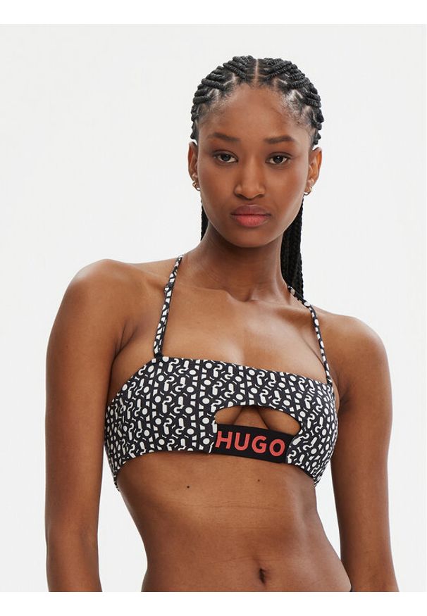 Hugo - HUGO Góra od bikini Monogram 50534927 Czarny. Kolor: czarny. Materiał: syntetyk