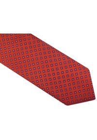 Modini - Czerwony krawat w granatowe kwiatki D68. Kolor: wielokolorowy, czerwony, niebieski. Materiał: mikrofibra, tkanina. Wzór: kwiaty #1