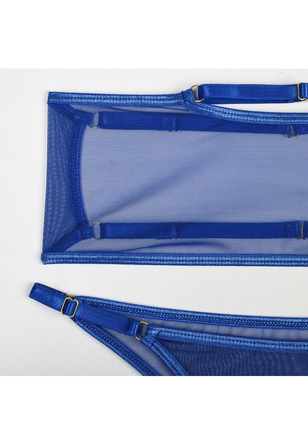 Intica - Komplet bielizny transparentny z chokerem Lashaun. Kolor: niebieski. Materiał: materiał