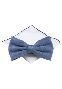 Mucha Męska z Poszetką - Chattier - Niebieska, Delikatny Wzór. Kolor: niebieski. Styl: sportowy, elegancki