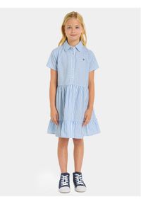 TOMMY HILFIGER - Tommy Hilfiger Sukienka koszulowa Ithaca KG0KG07821 M Niebieski Regular Fit. Kolor: niebieski. Materiał: bawełna. Typ sukienki: koszulowe #1