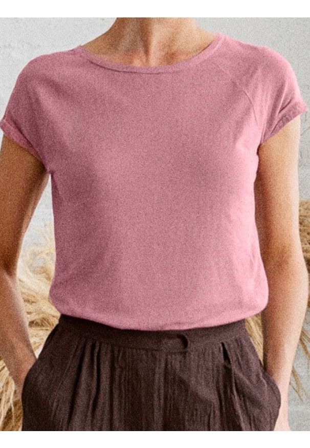 Sinsay - Koszulka z krótkim rękawem - różowy. Kolor: różowy. Długość rękawa: krótki rękaw. Długość: krótkie