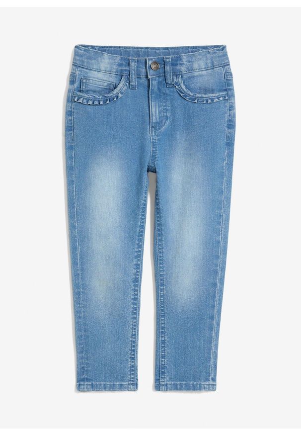 bonprix - Dżinsy ze stretchem, mid waist, Tapered. Kolor: niebieski