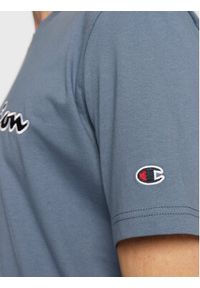 Champion T-Shirt Script Logo Embroidery 218007 Błękitny Regular Fit. Kolor: niebieski. Materiał: bawełna