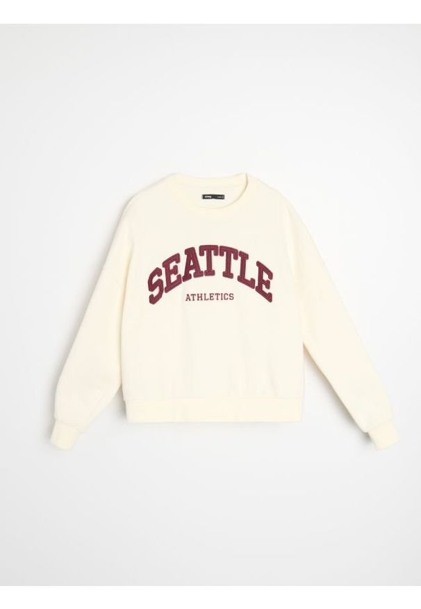 Sinsay - Bluza crewneck - kremowy. Kolor: kremowy