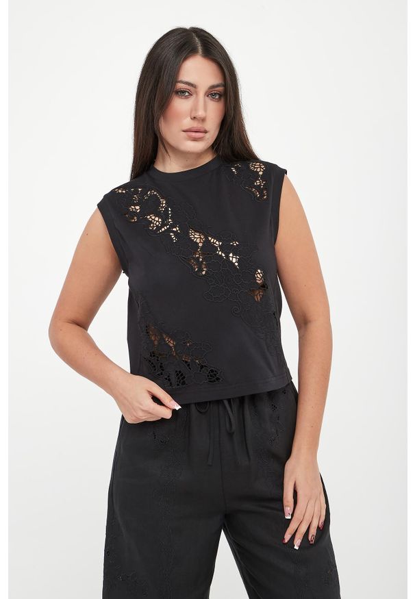 Twinset Milano - Top damski koronkowy TWINSET. Materiał: koronka