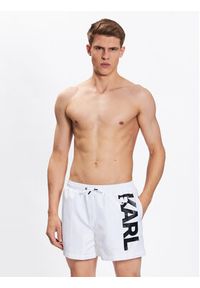 Karl Lagerfeld - KARL LAGERFELD Szorty kąpielowe Logo 230M2202 Biały Regular Fit. Kolor: biały. Materiał: syntetyk