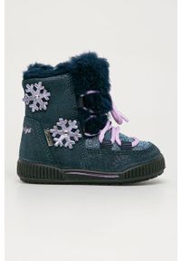 Primigi - Śniegowce dziecięce. Nosek buta: okrągły. Zapięcie: zamek. Kolor: niebieski. Materiał: syntetyk, materiał, zamsz, skóra. Szerokość cholewki: normalna #1