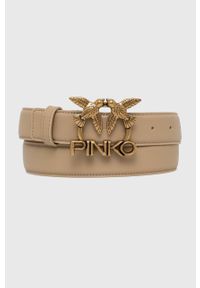 Pinko pasek skórzany damski kolor beżowy. Kolor: beżowy. Materiał: skóra #1