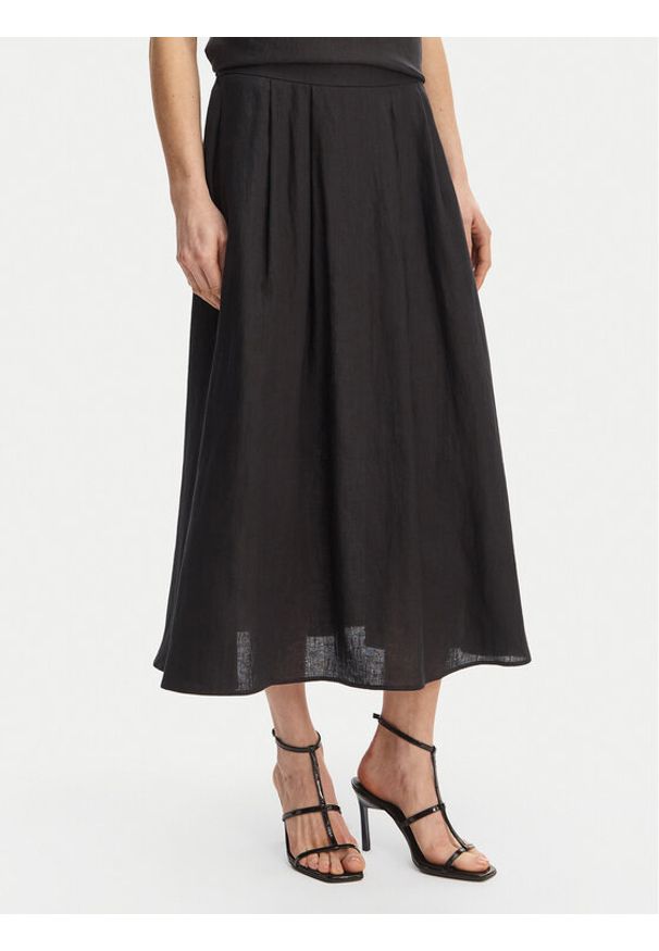 Marella Spódnica trapezowa Biada 2615101082 Czarny Regular Fit. Kolor: czarny. Materiał: len