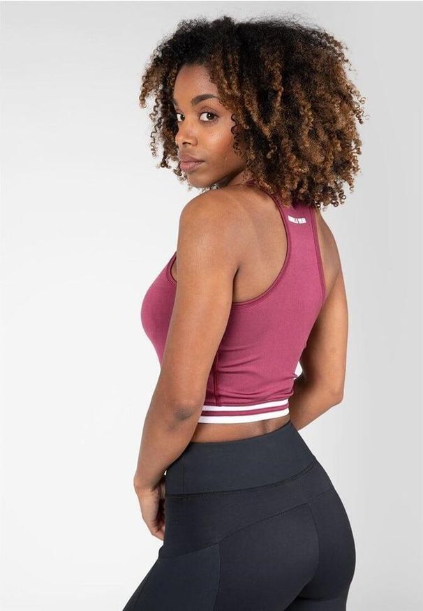 GORILLA WEAR - Mesa Zip Front - burgundowy crop top damski. Kolor: czerwony, brązowy, wielokolorowy. Sport: fitness