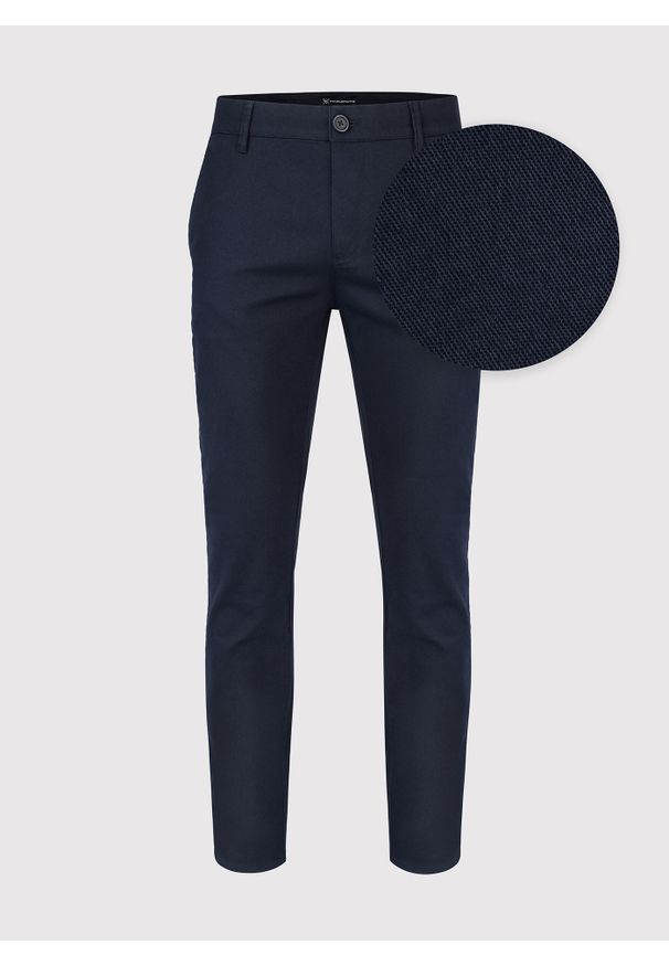 Pako Lorente - PAKO LORENTE – Granatowe spodnie męskie. Okazja: na co dzień. Kolor: niebieski. Materiał: bawełna, elastan. Wzór: gładki. Styl: klasyczny, casual