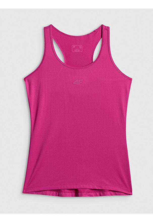 4f - 4F Top treningowy slim szybkoschnący damski - różowy S. Kolor: różowy. Materiał: skóra. Sport: fitness