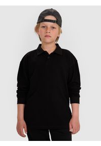 4f - 4F Longsleeve polo regular chłopięcy - czarny 134 (8-9 lat). Okazja: na co dzień. Typ kołnierza: polo. Kolor: czarny. Długość: długie. Wzór: ze splotem, gładki. Materiał: jersey, bawełna, materiał. Długość rękawa: długi rękaw. Sezon: lato. Styl: sportowy, klasyczny, elegancki, casual #1