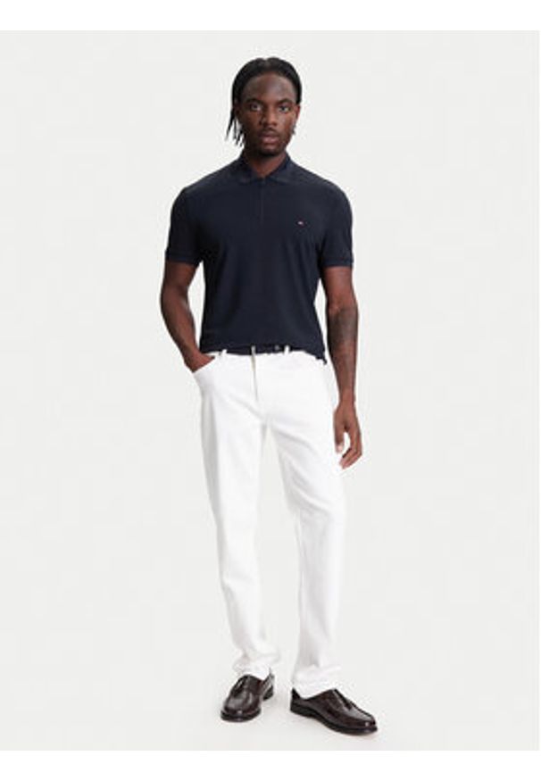 TOMMY HILFIGER - Tommy Hilfiger Polo Performance MW0MW39613 Granatowy Regular Fit. Typ kołnierza: polo. Kolor: niebieski. Materiał: syntetyk