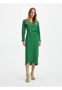 Reserved - Kopertowa sukienka - zielony. Kolor: zielony. Materiał: tkanina. Wzór: gładki. Typ sukienki: kopertowe #1