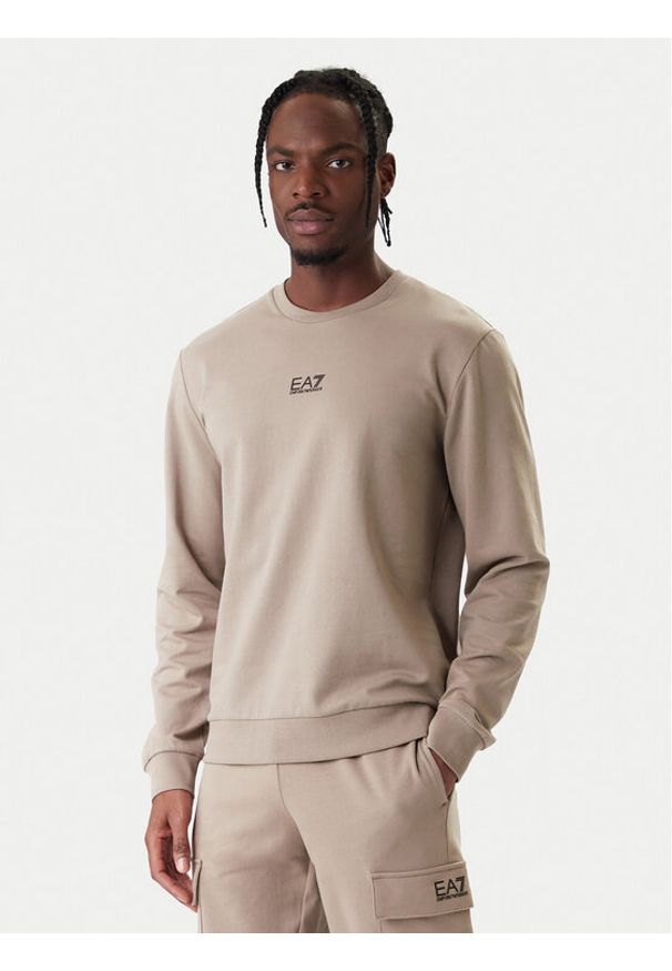 EA7 Emporio Armani Bluza 8NPM30 PJVRZ U6167 Beżowy Regular Fit. Kolor: beżowy. Materiał: bawełna