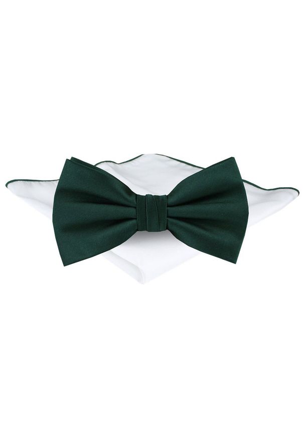 Mucha Męska z Poszetką - Chattier - Zieleń Butelkowa, Bez Wzoru. Styl: elegancki, sportowy