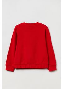 OVS bluza bawełniana dziecięca kolor czerwony gładka. Okazja: na co dzień. Kolor: czerwony. Materiał: bawełna. Wzór: gładki. Styl: casual