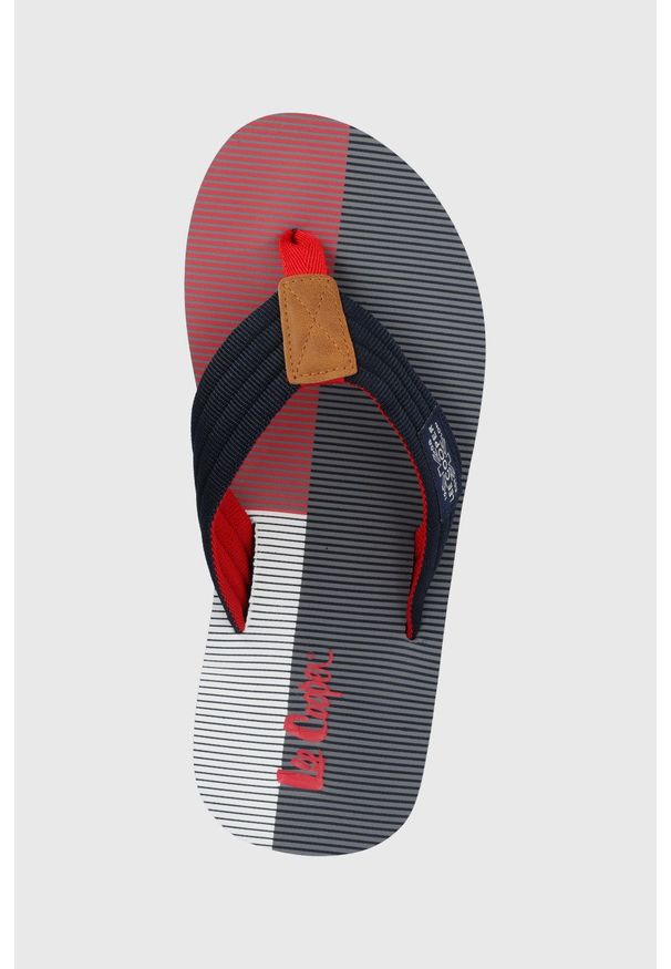 Lee Cooper japonki męskie kolor granatowy. Kolor: niebieski. Materiał: materiał. Obcas: na obcasie. Wysokość obcasa: niski