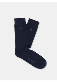 Pako Lorente - Gładkie granatowe skarpetki męskie z subtelnym logo P000B-SX-060-G. Kolor: niebieski. Wzór: gładki #1