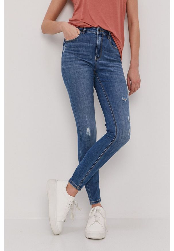 Vero Moda Jeansy damskie high waist. Stan: podwyższony. Kolor: niebieski