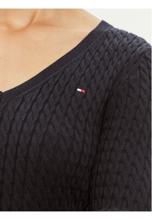 TOMMY HILFIGER - Tommy Hilfiger Sweter WW0WW40999 Granatowy Regular Fit. Kolor: niebieski. Materiał: syntetyk, bawełna