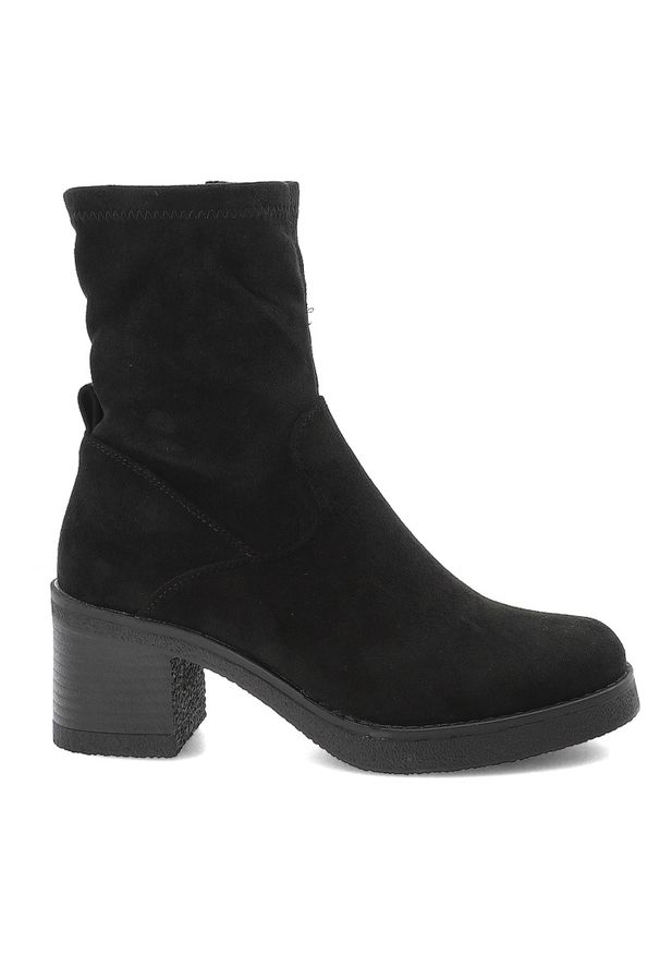Czarne Botki S.Barski Stylowe Obuwie Damskie. Okazja: na co dzień. Zapięcie: zamek. Kolor: czarny. Szerokość cholewki: normalna. Materiał: materiał. Sezon: zima, jesień. Obcas: na obcasie. Styl: elegancki. Wysokość obcasa: średni