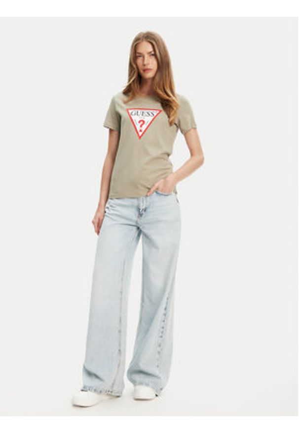 Guess T-Shirt W1YI1B I3Z14 Zielony Regular Fit. Kolor: zielony. Materiał: bawełna