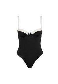 Intica - Strój kąpielowy jednoczęściowy z szerokimi ramiączkami na plażę i basen Tecla. Kolor: czarny. Materiał: materiał #1