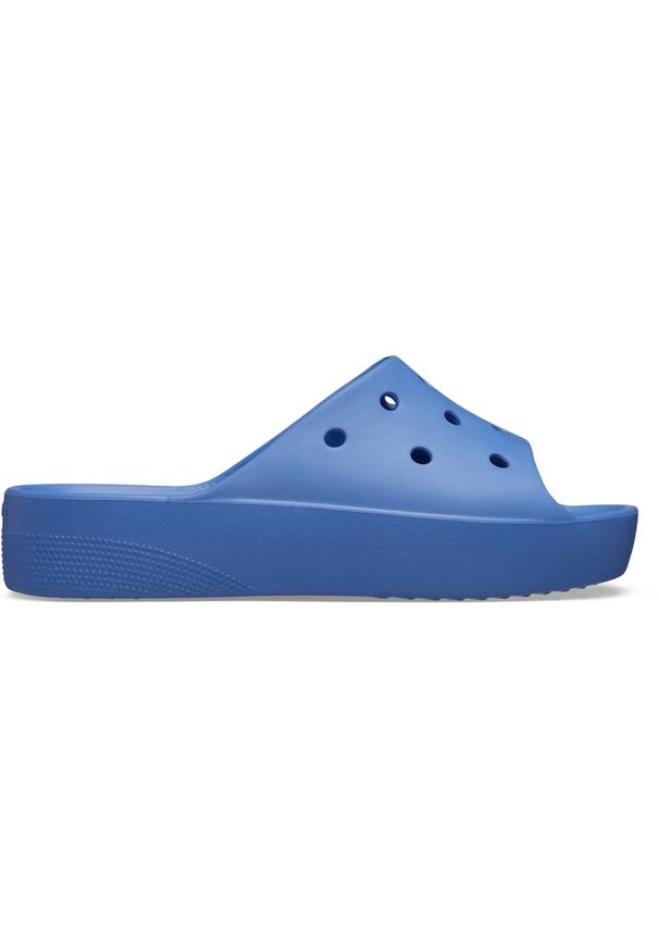 Klapki plażowe damskie Crocs Classic Platform Slide. Okazja: na plażę. Kolor: niebieski. Obcas: na platformie. Styl: sportowy